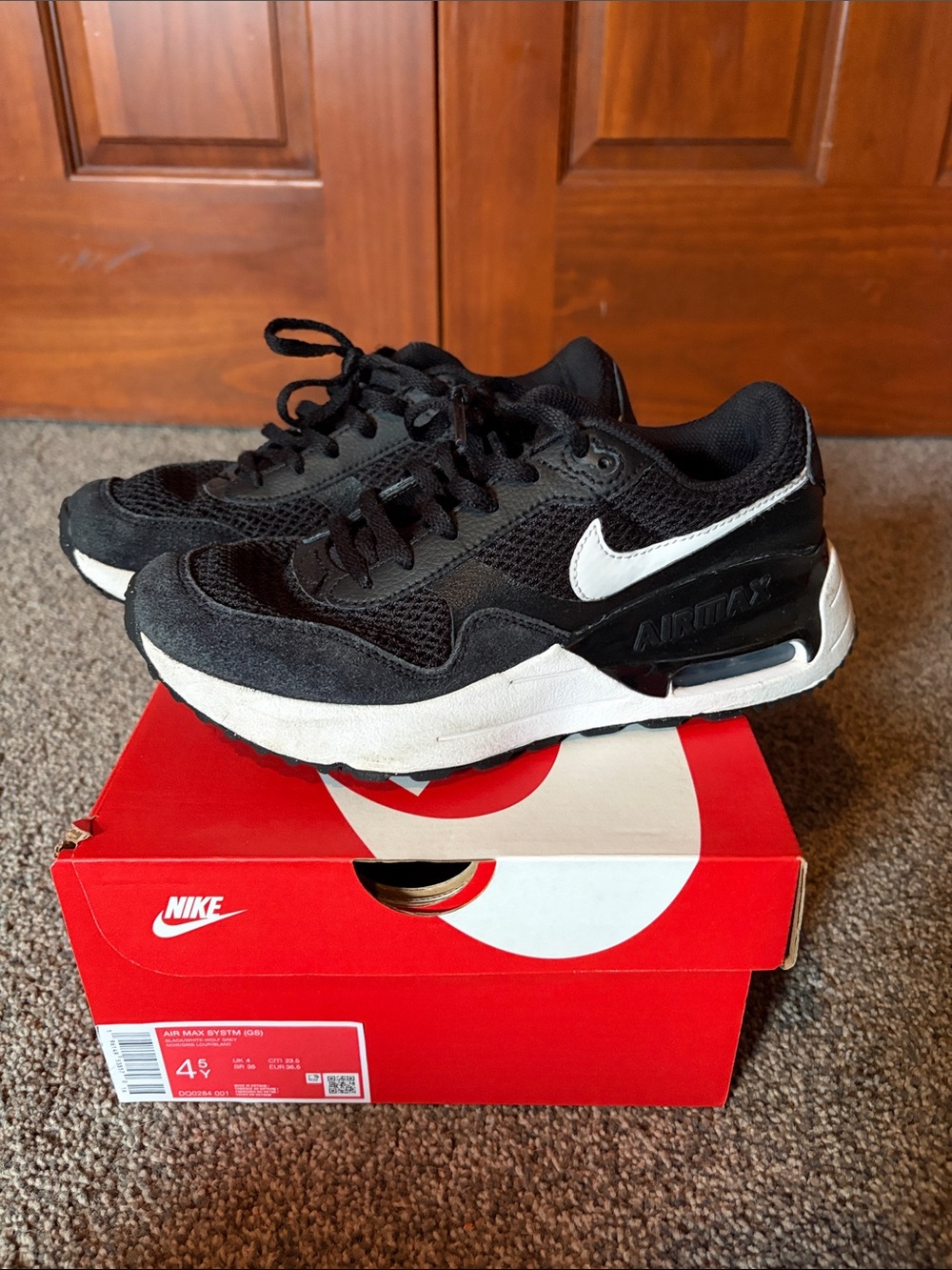 Nike Black and White youth Air Max Sneakers